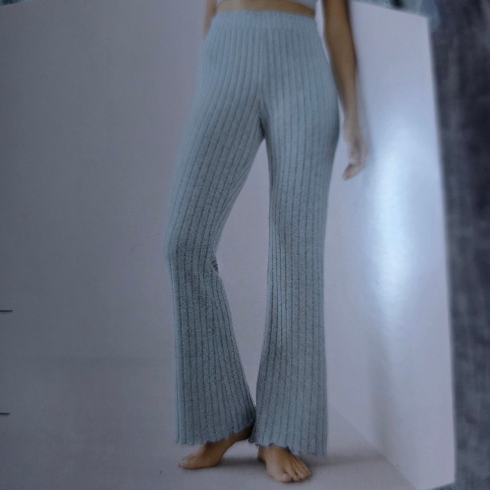 Auden Women Ribbed Flare Leggings Vapor Blue High Waisted Size Medium New